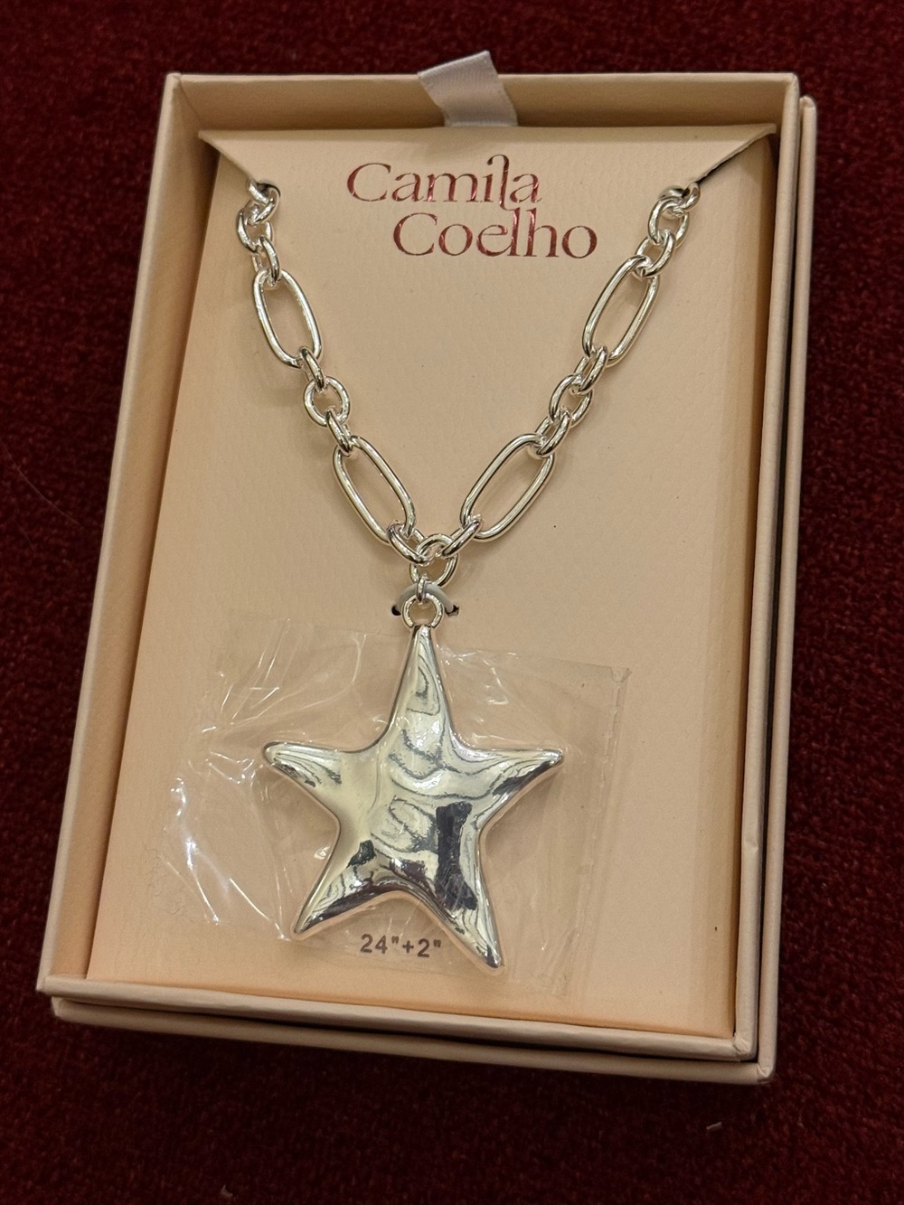 Camila Coelho Silver Chain Star Necklace Pendant NWT Brand New Fall Winter